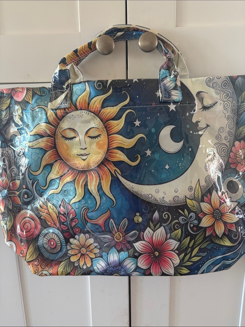 Sun & Moon Floral Tote Bag in Multicolor 17 inches wide by 15’ tall